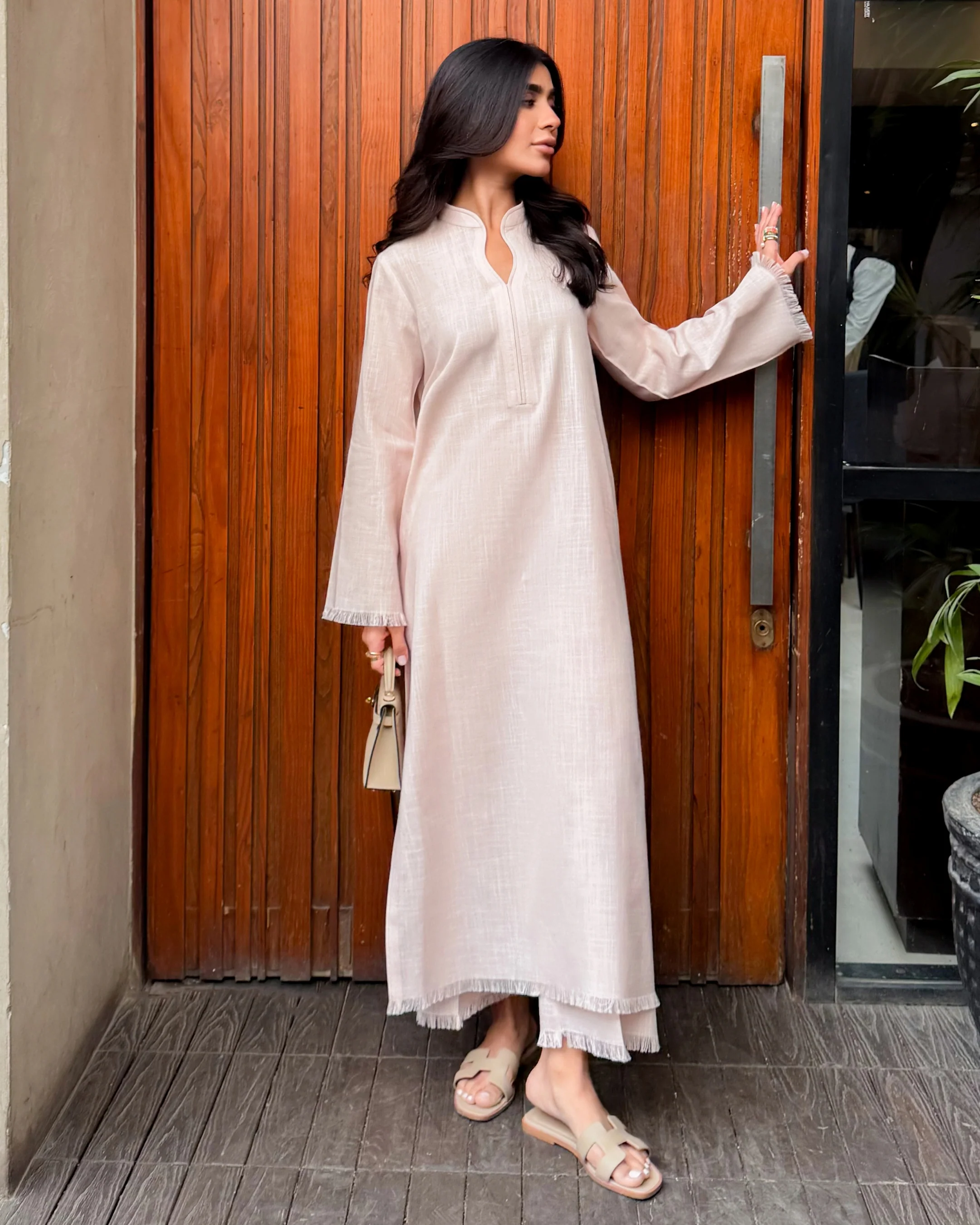Light Pink Linen Fringe Set - Image 2