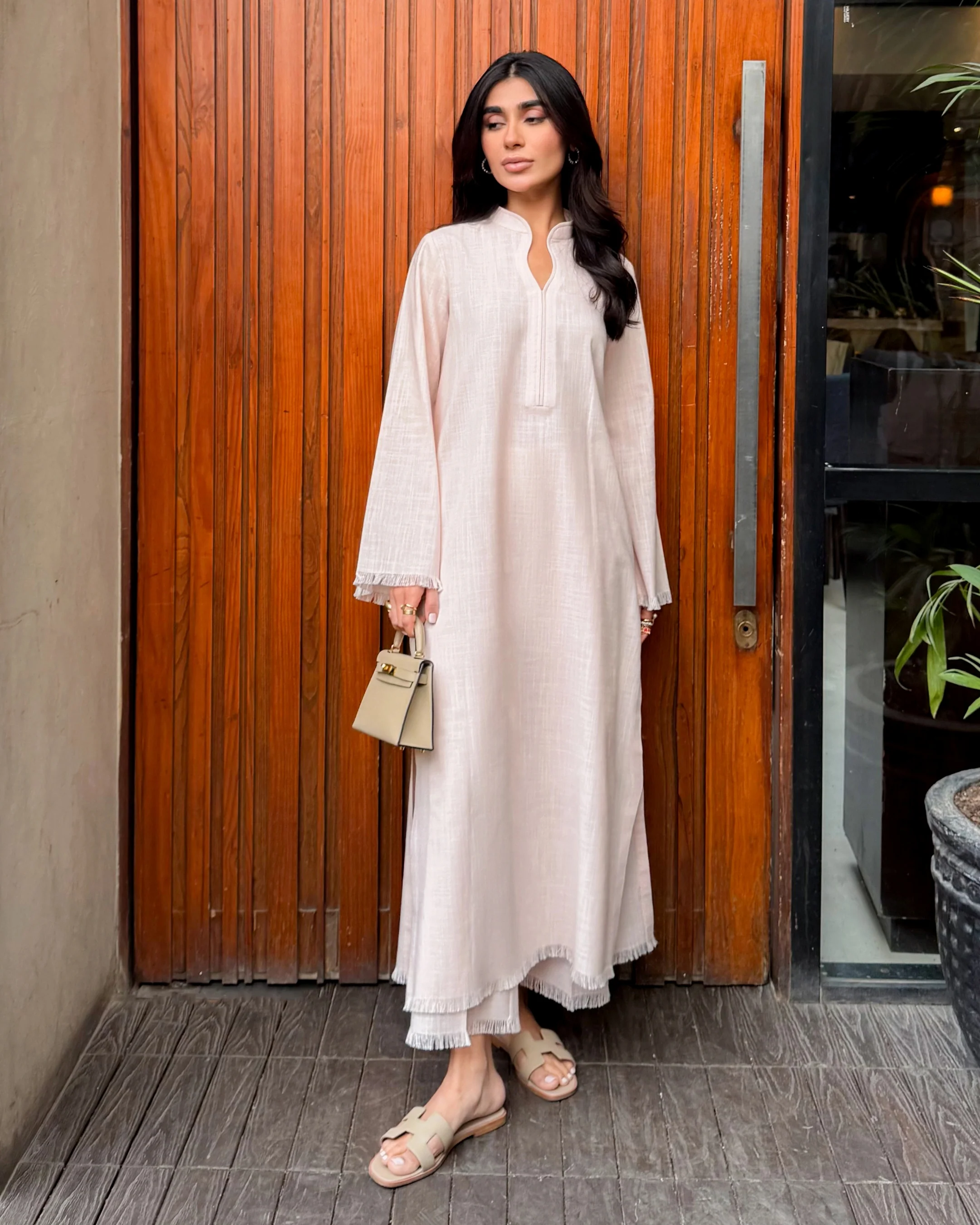 Light Pink Linen Fringe Set - Image 3