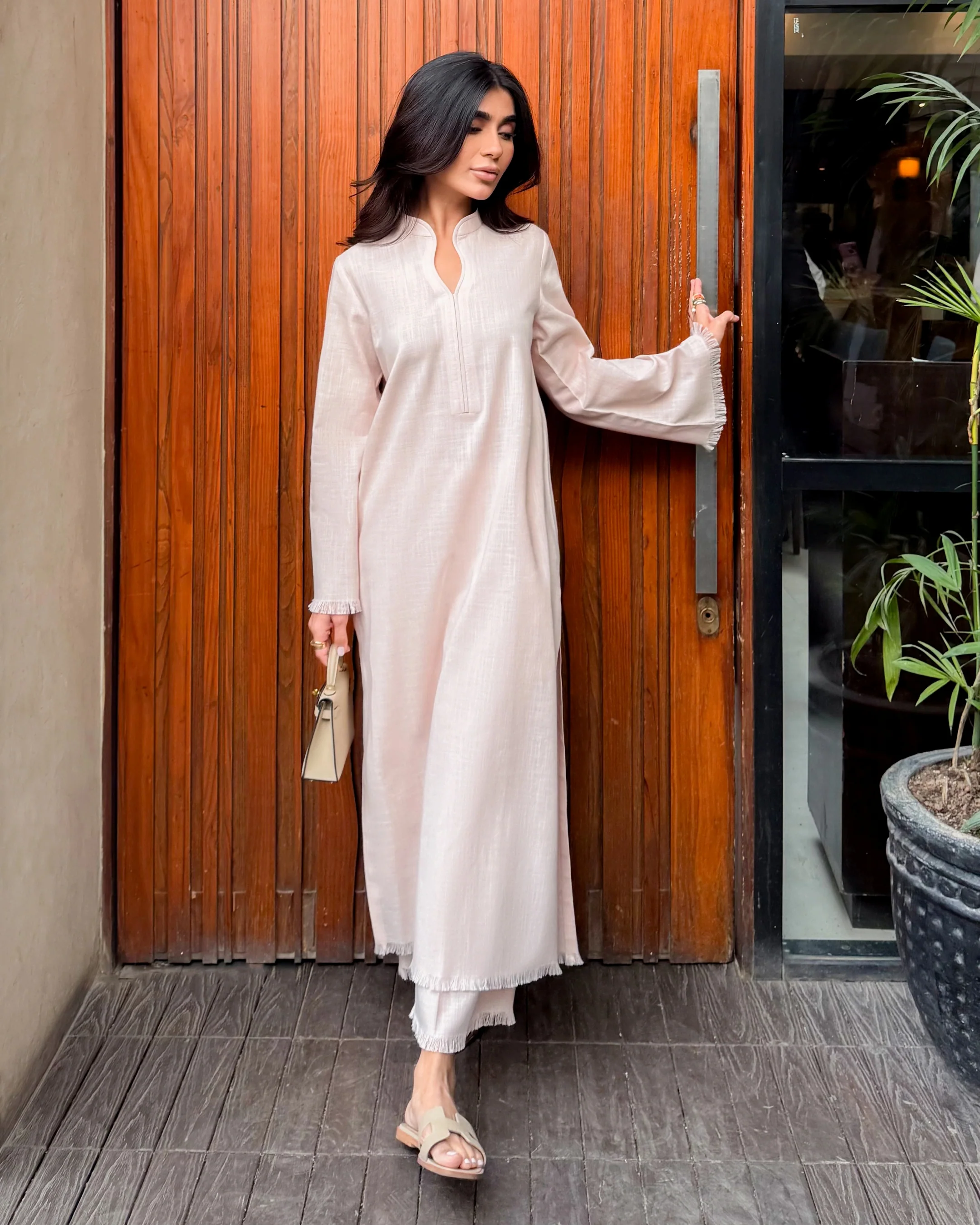 Light Pink Linen Fringe Set - Image 4
