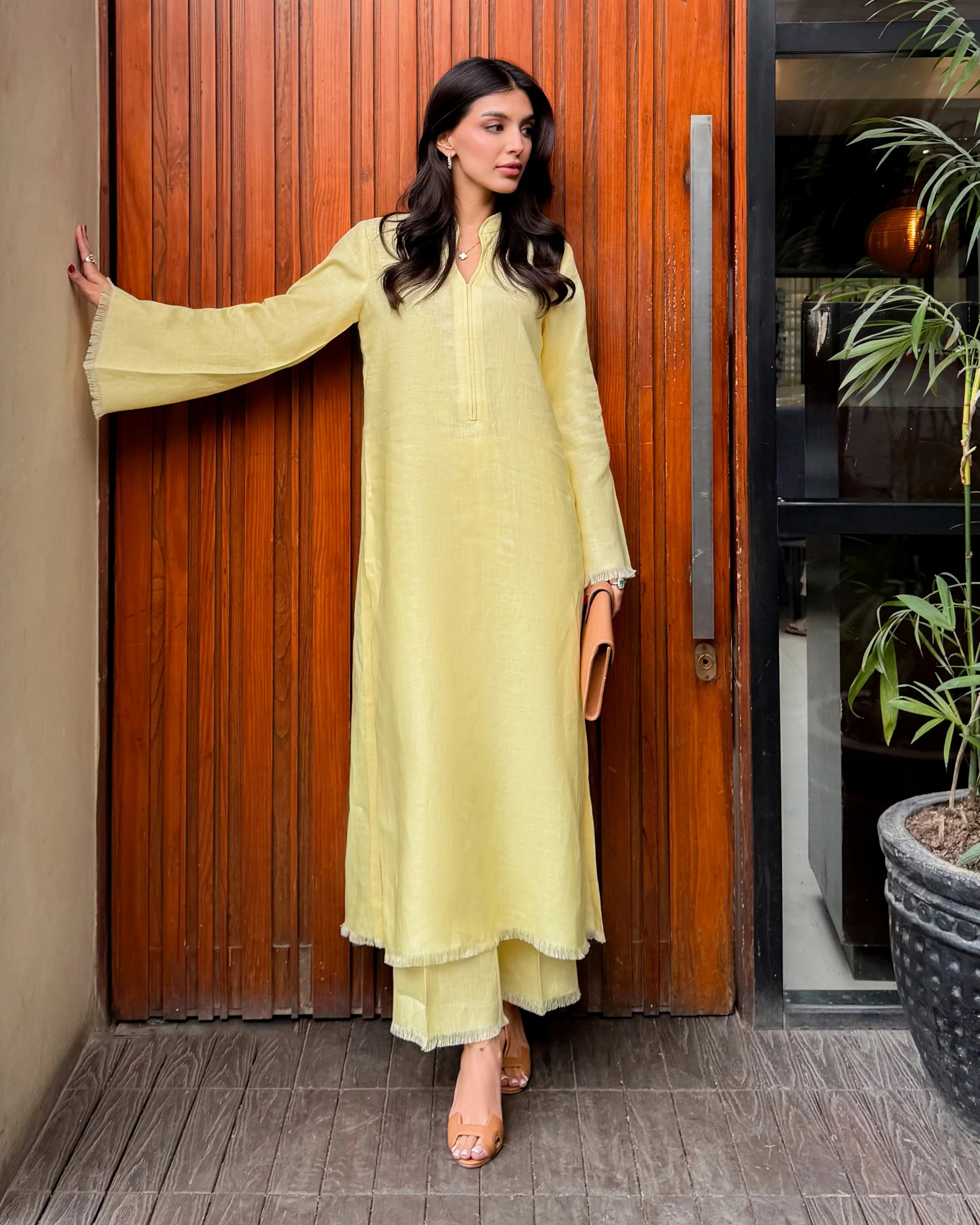 Light Yellow Linen Fringe Set - Image 3